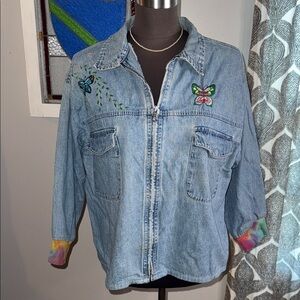 Gap Up Cycled Zip Up Lightweight Denim Jacket SZ Medium